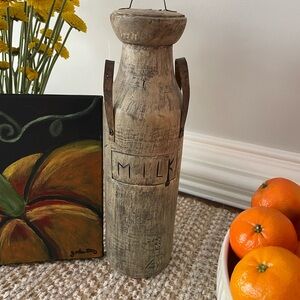 Rustic Wooden Milk Jug Decor